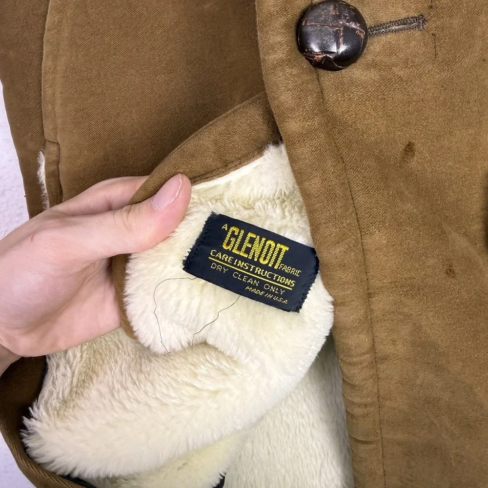 Vintage 60s Zero King Sherpa Lined Corduroy Car Coat Mens 40 Brown Made in USA - Picture 9 of 11